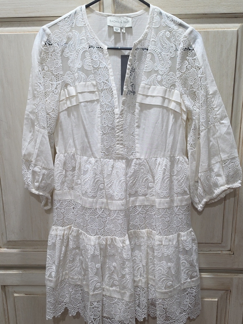 Sachin + Babi White Lace Tiered Tunic Dress